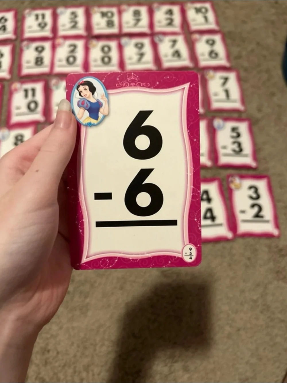 Disney Princess Subtraction Flash Cards Complete 36 Card Set Learning Math
